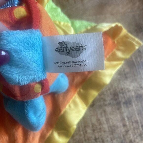 EARLY YEARS ELEPHANT Minky Dot Satin Rattle SECURITY BLANKET LOVEY crinkle hang - Picture 6 of 6